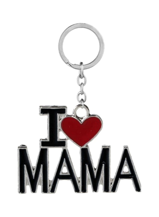 I Love Mama Designed Key Chain Silver/Black/Red