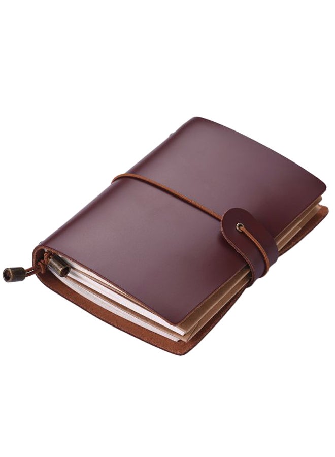 Generic Refillable Journal Notebook With Elastic Strap Reddish Brown 