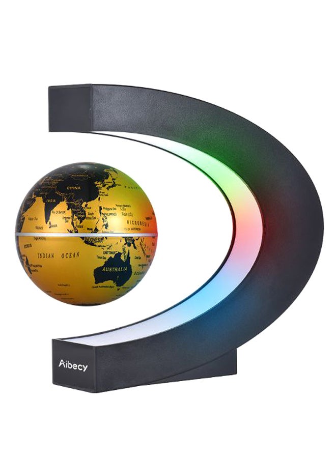 C Shaped Floating Earth Globe World Map With LED Light Gold/Black 3inch