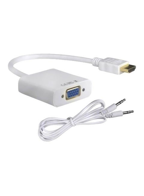 HDMI Male To VGA Female Video Converter Adapter Cable White