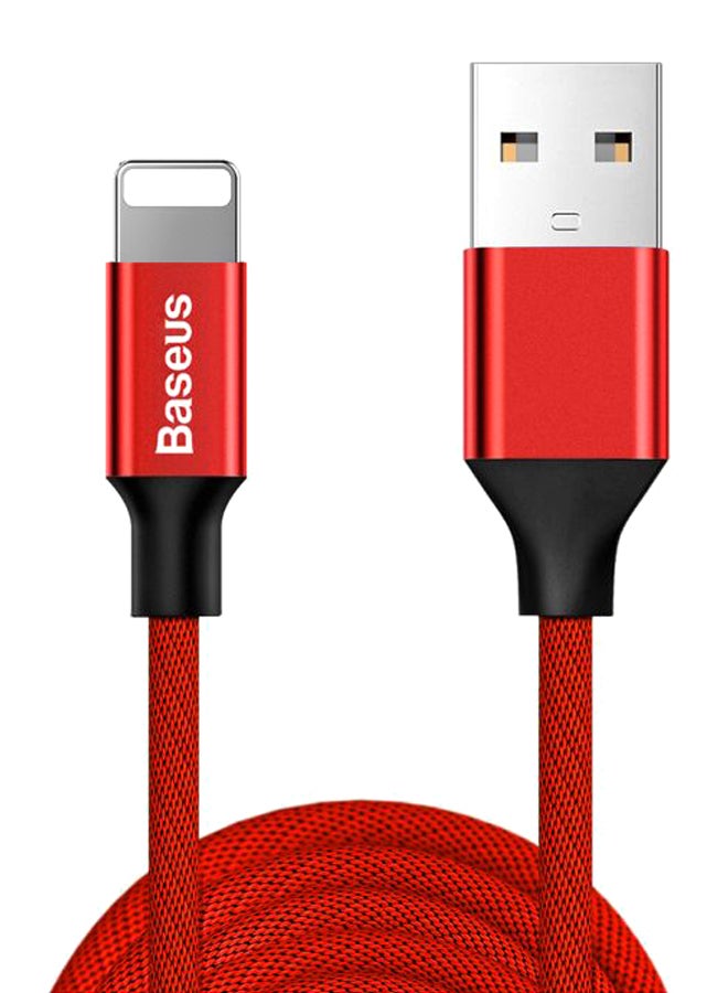 Baseus USB to Lightning Charging Cable Yiven Nylon Braided High-Density Quick Charge Compatible for iPhone 13 12 11 Pro Max Mini XS X 8 7 6 5 SE iPad (3Meter) Red  - Image 1