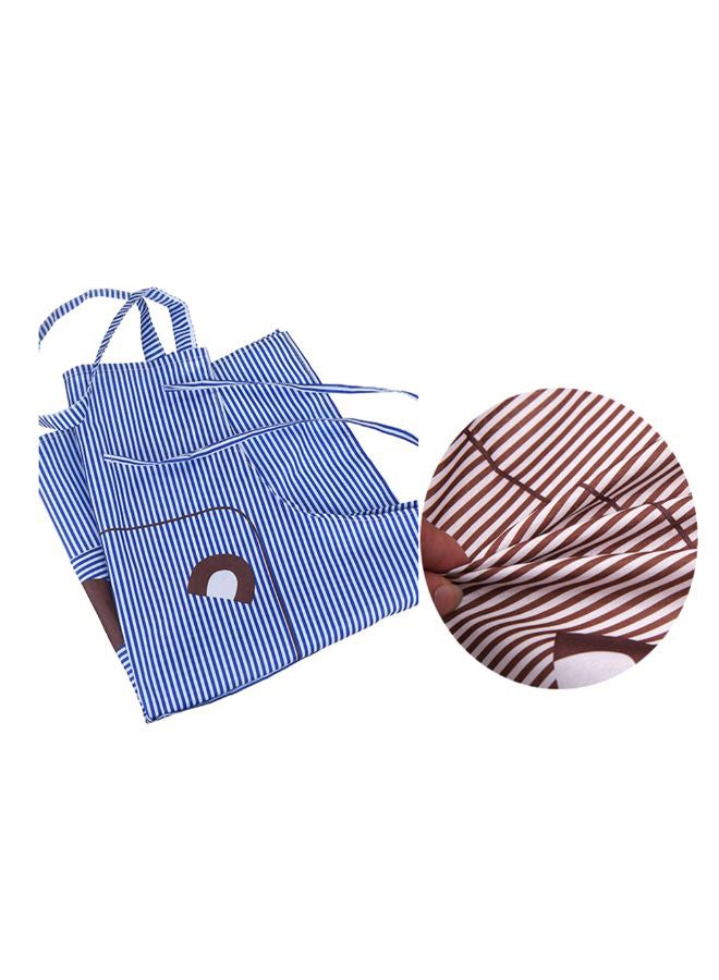 Bear Stripe Printed Apron With Pockets Blue  - Image 1