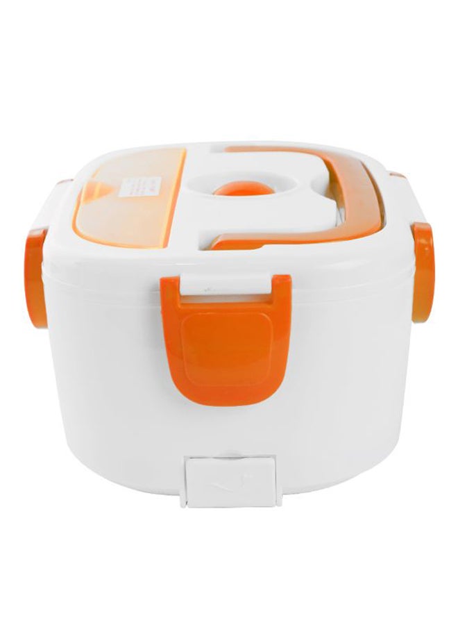 Portable Electric Heating Food Container Warmer With Spoon Orange/White