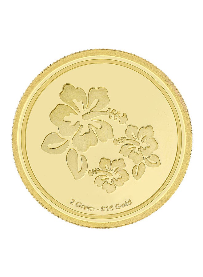 Malabar Gold and Diamonds - 22K 916 Purity 2 Gms Flower Gold Coin MGFL916P002G - Image 1