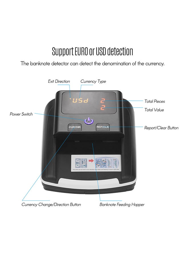 Generic Small Banknote Bill Detector Denomination Value Counter Black  - Image 2