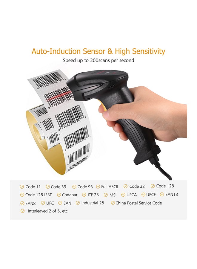 أيبيسي ماسح باركود سلكي محمول باليد بمنفذ USB أسود/ أصفر - Image 2