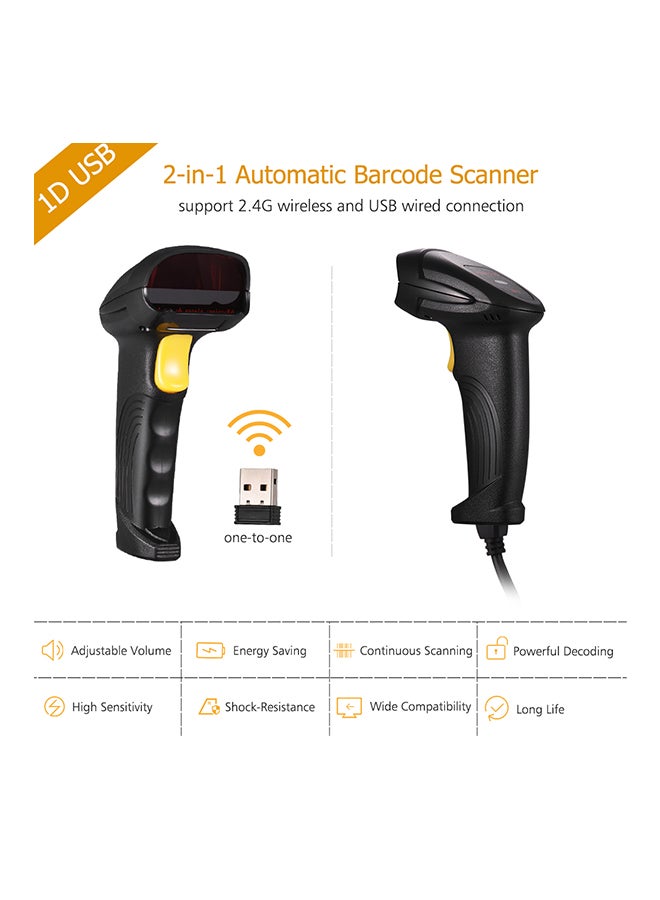 أيبيسي ماسح باركود سلكي محمول باليد بمنفذ USB أسود/ أصفر - Image 3