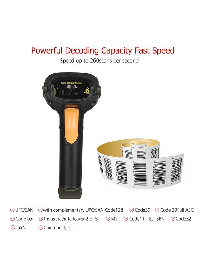 Aibecy - USB Wired Handheld Barcode Scanner Black - Image 1