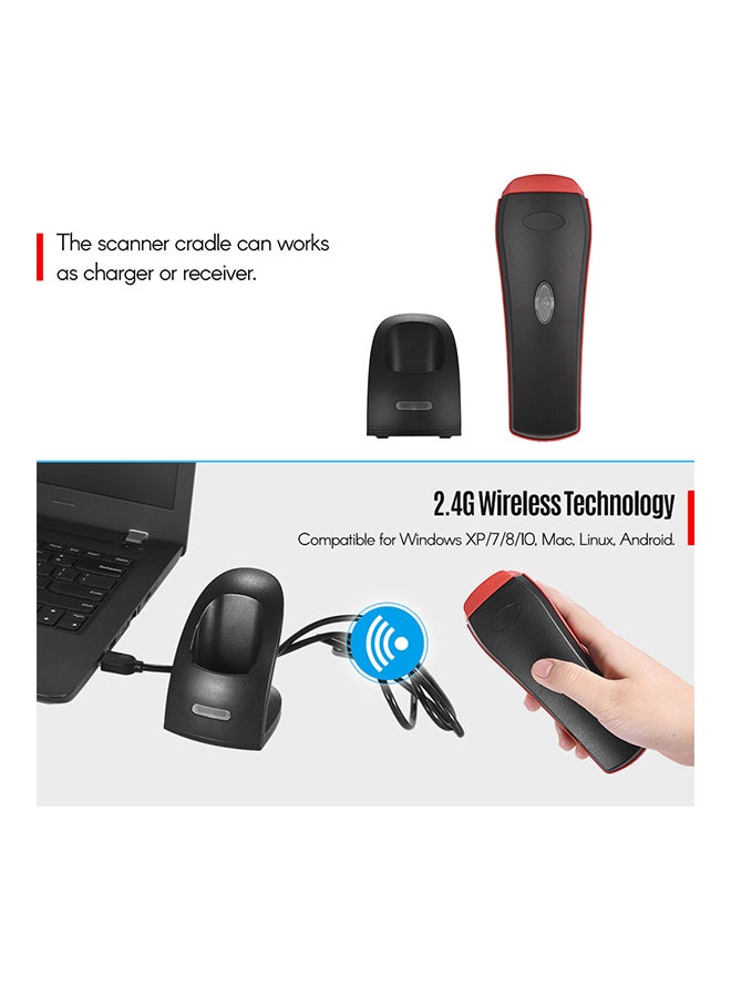 ماسح باركود سلكي محمول باليد بمنفذ USB أسود/أحمر - Image 3