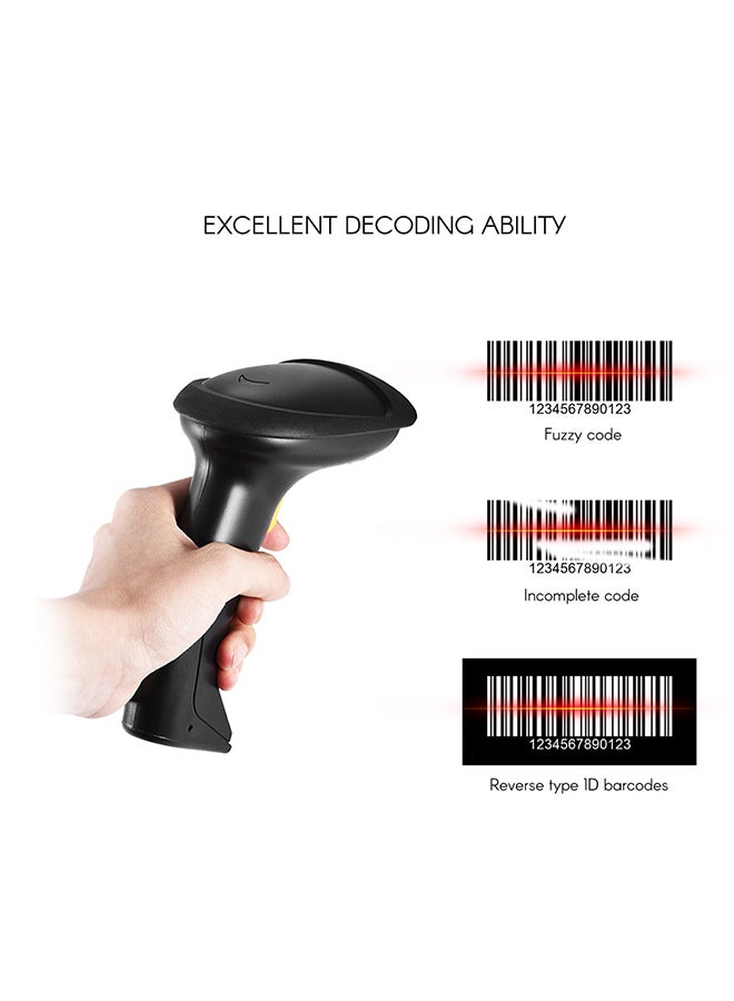 Generic 24G Wireless 1D Barcode Scanner Black  - Image 3