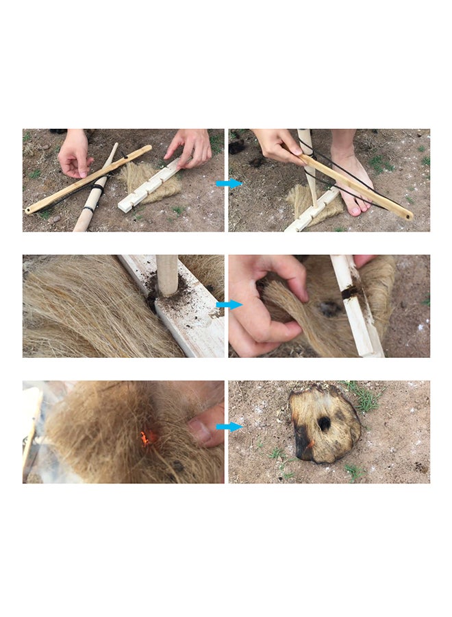 LIXADA - Bow Drill Kit Primitive Survival Practice Friction Fire Tool 44 x 8.5 x 5cm - Image 1