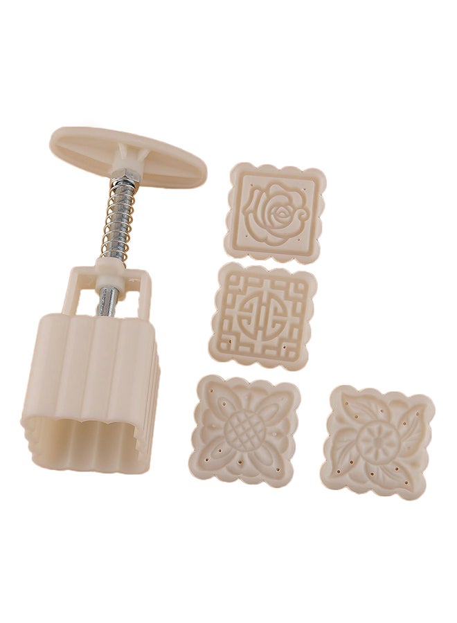 4-Stamps Moon Cake Decoration Mould Brown  - Image 1