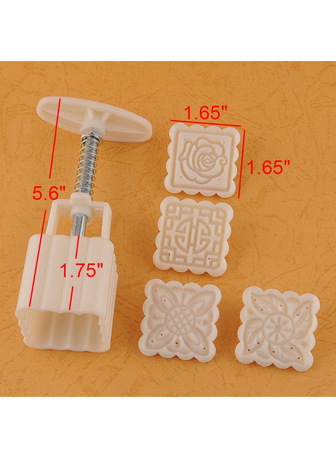 4-Stamps Moon Cake Decoration Mould Brown  - Image 3