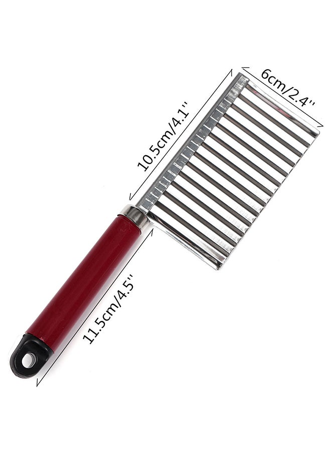 Stainless Steel Potato Chip Vegetable Crinkle Cutter Silver/Brown  - Image 2