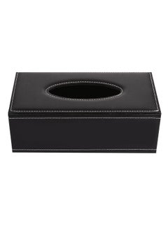 Leather Tissue Box Black