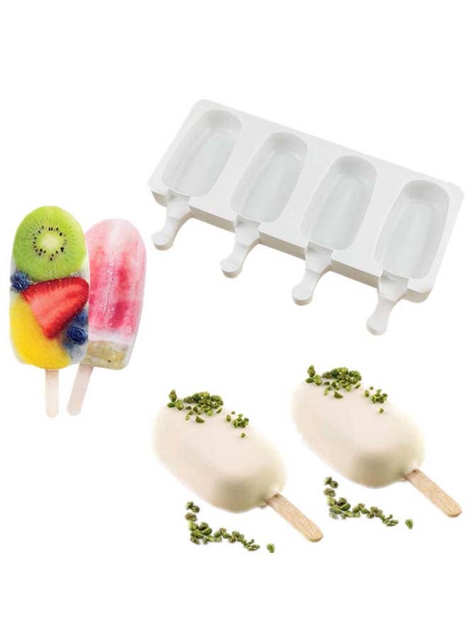 4-Hole Silica Gel Ice Cream Mould White - Image 2