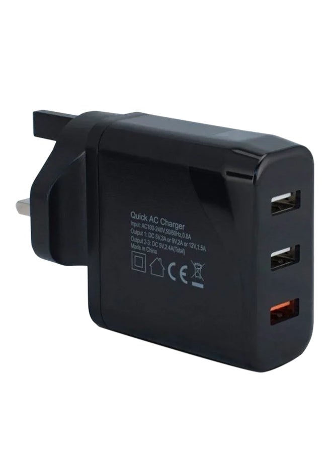 HP 3-USB Port Wall Charging Adapter Black - Image 2