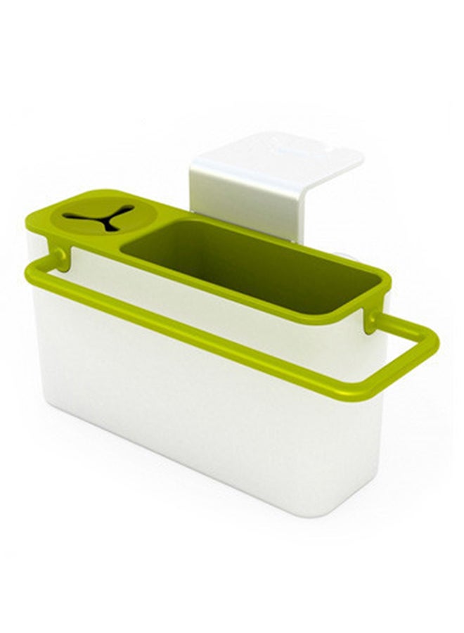 Suction Cup Brush Sponge Sink Draining Towel Rack White/Green 15 x 5.5 x 5.5cm 