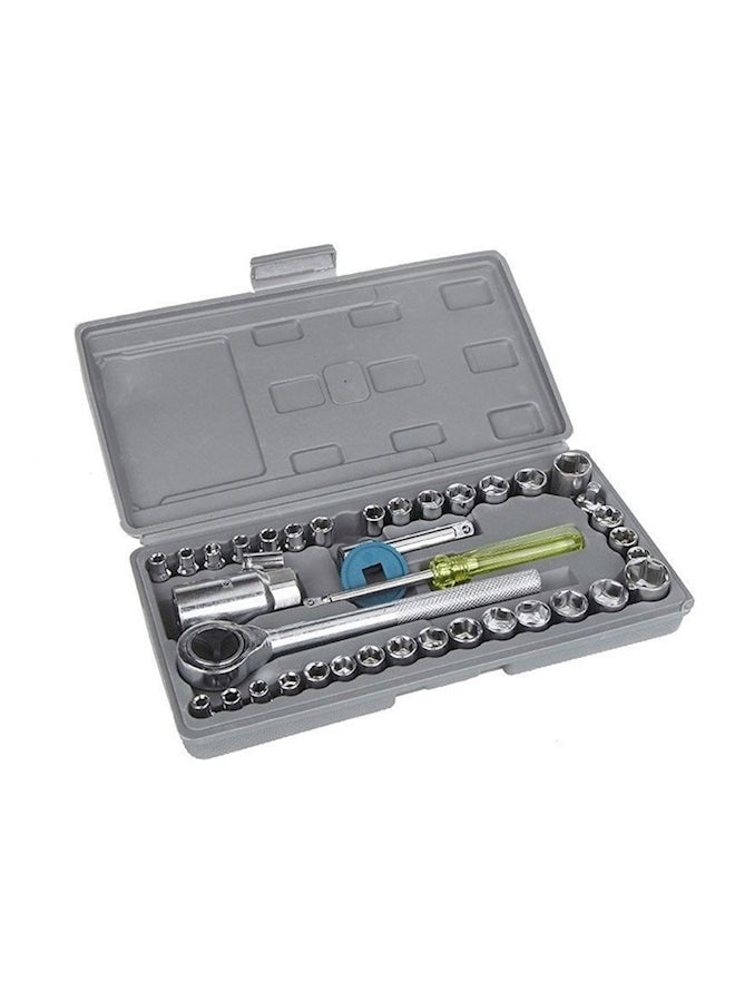 40-Piece Socket Wrench Tool Set Grey 28 x 10 x 7cm - v1561724721/N24132808A_1