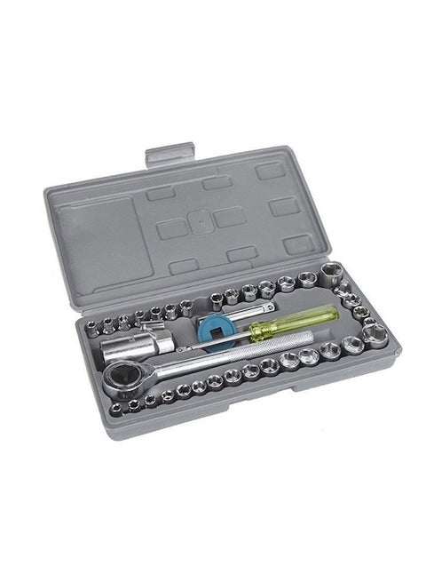 40-Piece Socket Wrench Tool Set Grey 28 x 10 x 7cm