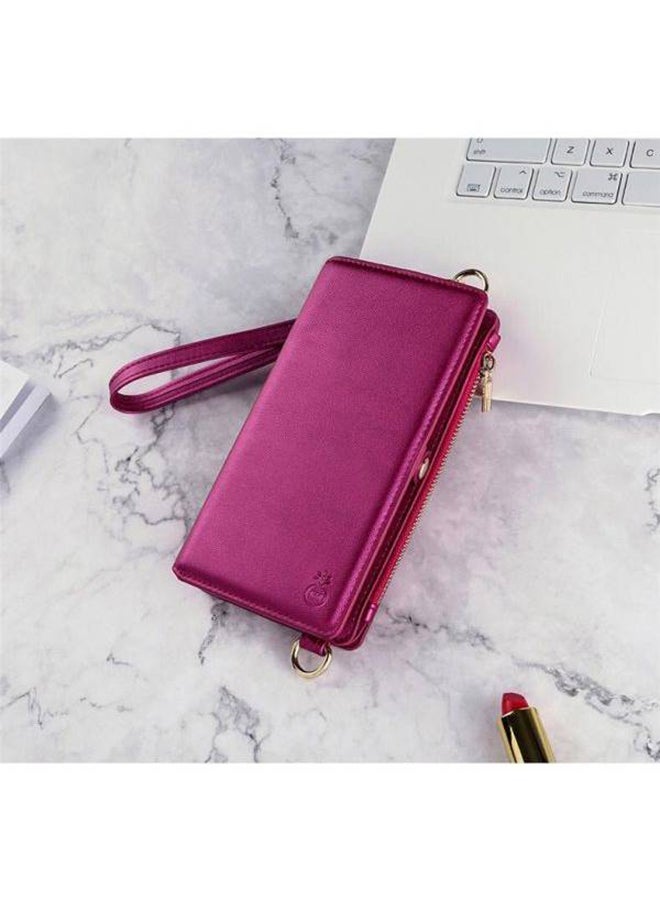 Protective Wallet Card Case Cover For Apple iPhone Xs Max Fuchsia  - Image 2