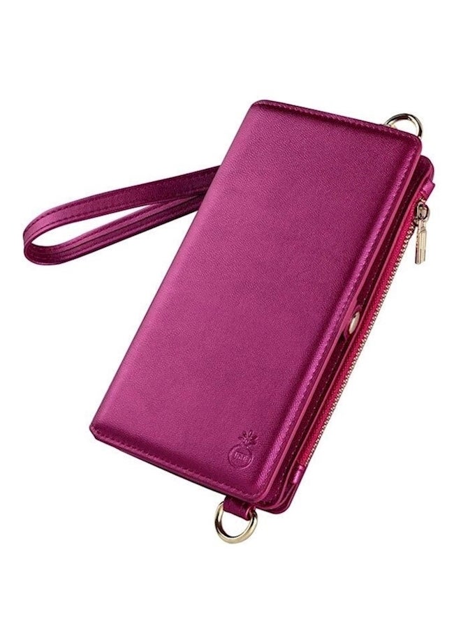 Protective Wallet Card Case Cover For Apple iPhone Xs Max Fuchsia  - Image 1