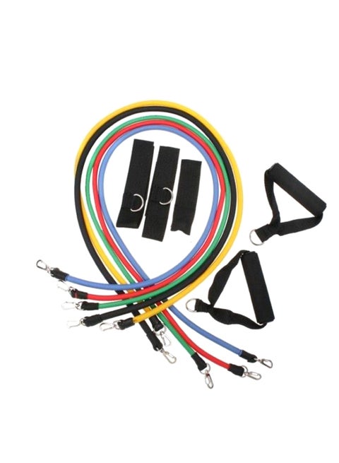 11-Piece Latex Resistance Bands Fitness Exercise Tube Rope Set 455grams