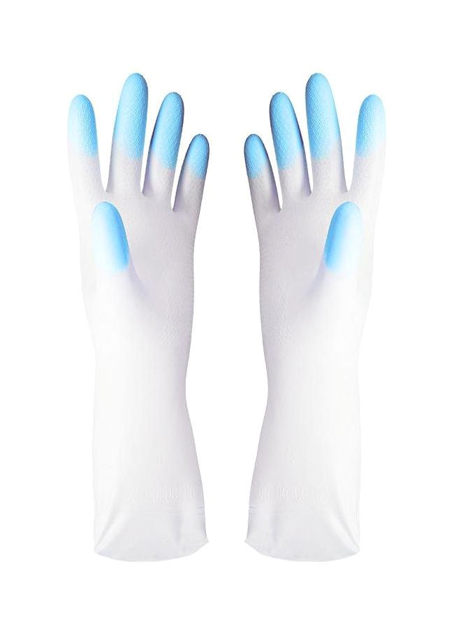 Waterproof Cleaning Gloves White/Blue 32x13.5cm - Image 1