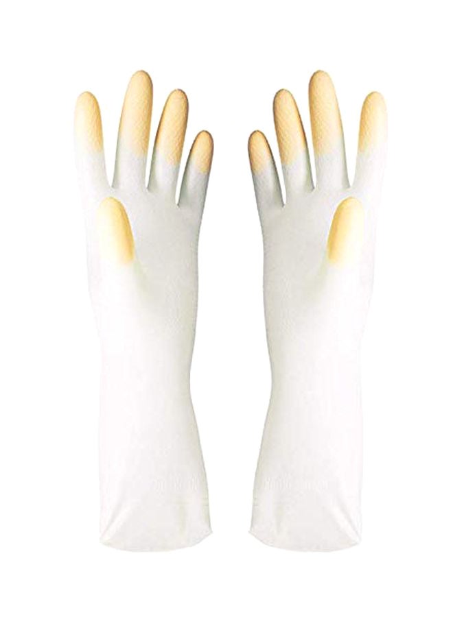 Waterproof Cleaning Gloves White/Yellow 
