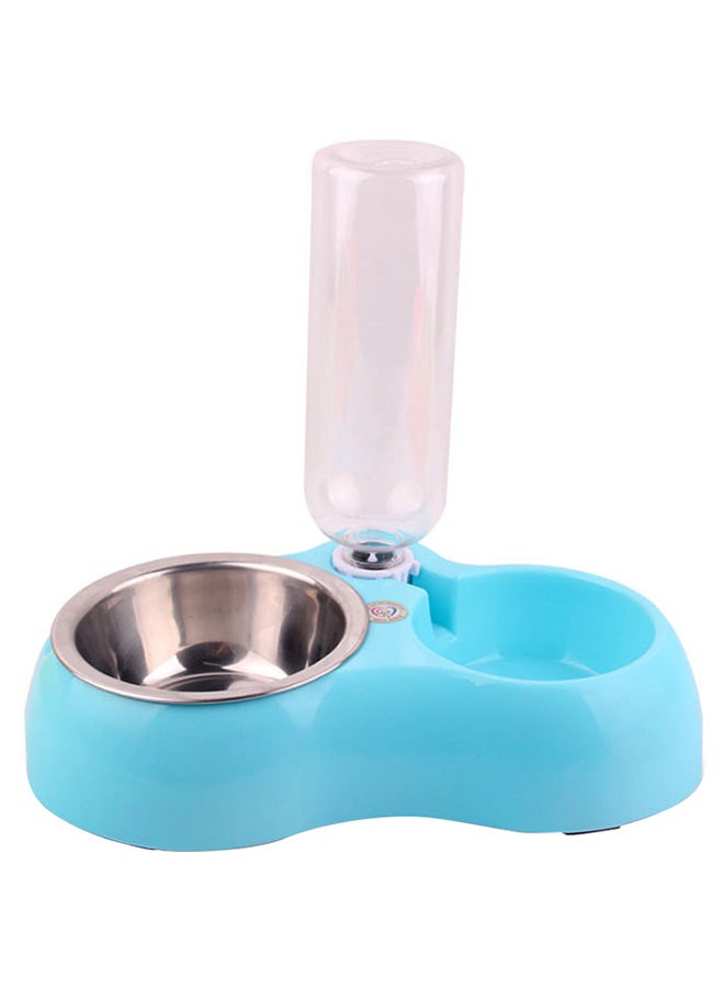 وعاء مزدوج بنافورة لطعام وشرب الحيوانات الأليفة أزرق 0.3كيلوجرام