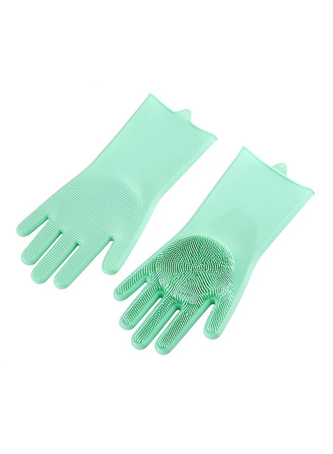 Dishwashing Gloves With Sponge Scrubbers Green 35.7 x 16.5cm 