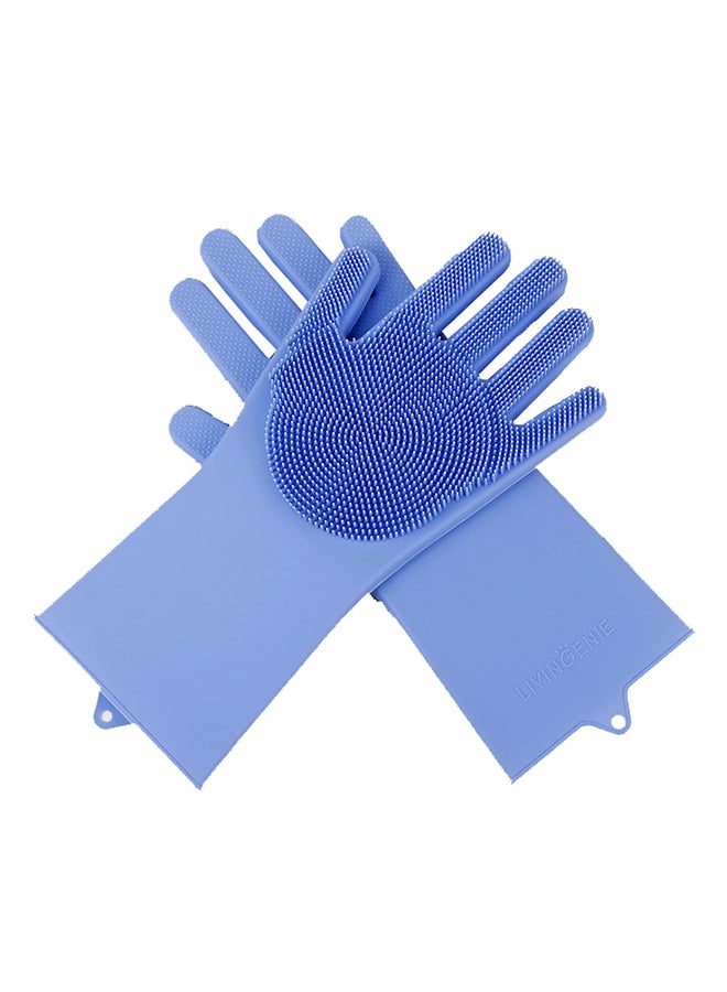 Dishwashing Gloves With Sponge Scrubbers Blue 35.7 x 16.5cm