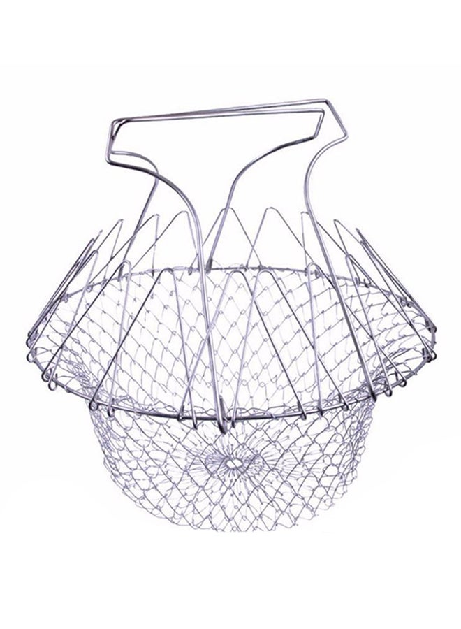 Generic - Expandable Fry Chef Basket Colander Mesh Silver 155.5grams - Image 1