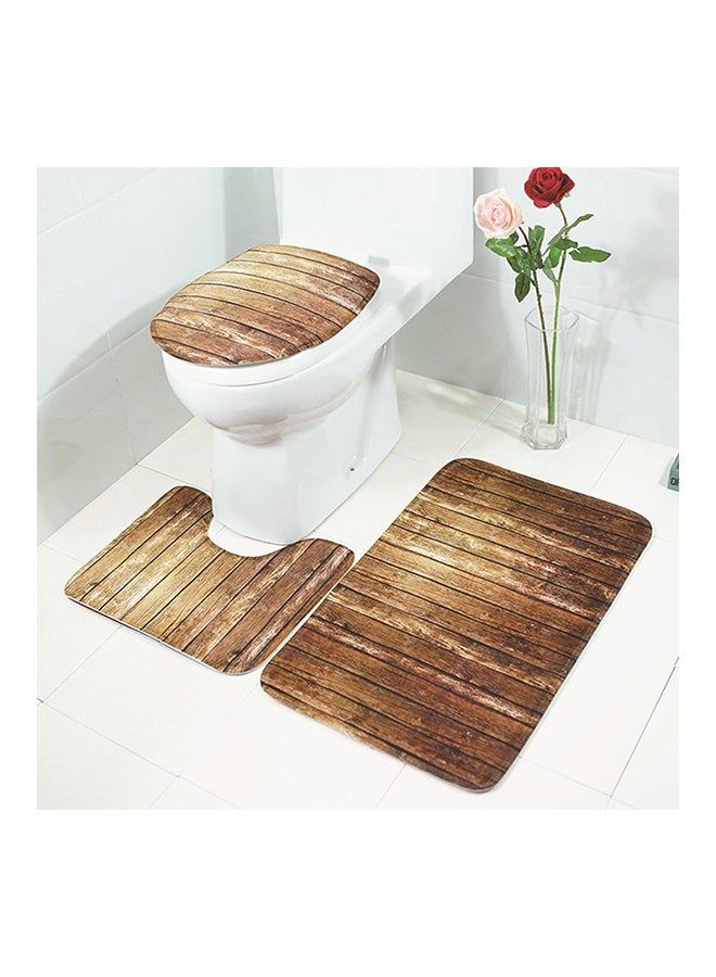3-Piece Non Slip Bathroom Carpet Set Brown 22centimeter - Image 2