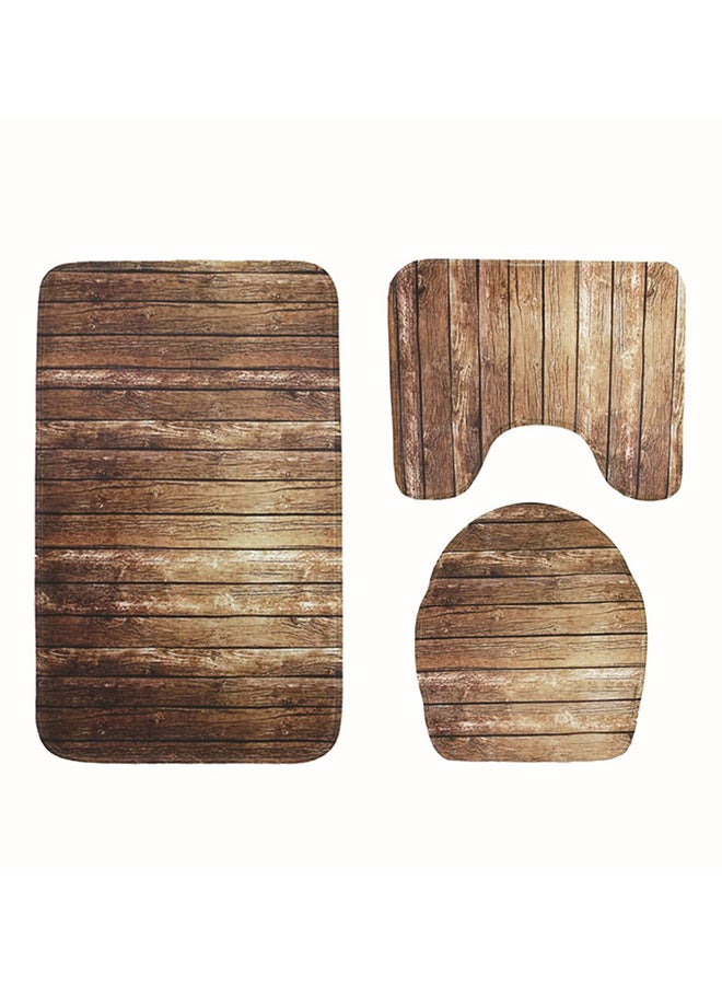 3-Piece Non Slip Bathroom Carpet Set Brown 22centimeter - Image 1