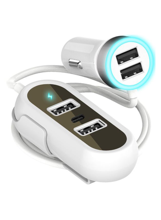 شاحن سيارة بـ 4 منافذ USB أبيض/أخضر - Image 1