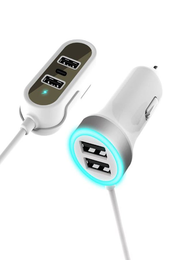 شاحن سيارة بـ 4 منافذ USB أبيض/أخضر - Image 2