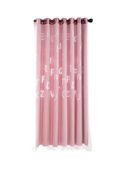 Hollow Letter Pattern Drape Window Curtain Pink 100x200cm