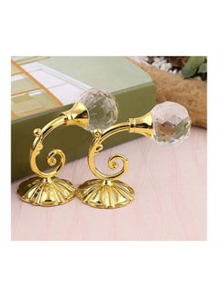 Bluelans 2-Piece Rhinestone Studded Hanging Hooks Gold/Clear 6x7cm 