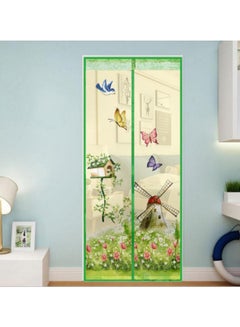 Bluelans Printed Anti-Mosquito Door Curtain Green/Beige/Pink L 