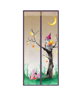 Bluelans Printed Anti-Mosquito Door Curtain Coffee/Green/Yellow S 