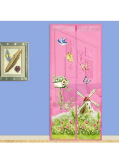 Bluelans Printed Anti-Mosquito Door Curtain Pink/Green L 