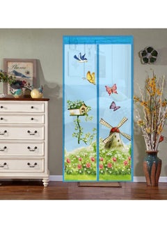 Bluelans Printed Anti-Mosquito Door Curtain Blue/Green S 