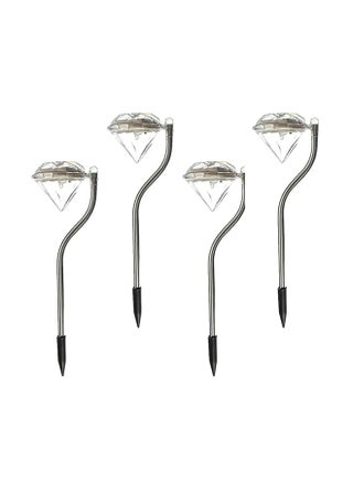 4-Piece Diamond Shaped Outdoor LED Solar Light Multicolour