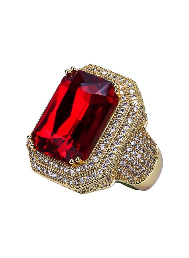 Generic - Gold Plated Ruby And Cubic Zirconia Studded Ring - Image 1