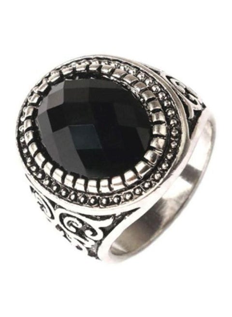 Silver Plated Alloy Agate Studded Ring