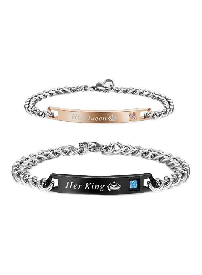 2-Piece King And Queen Chain Bracelet 