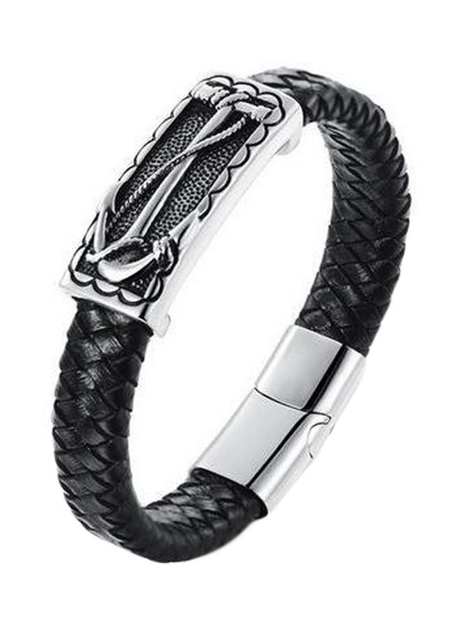 سوار مصنوع من الجلد بتصميم حبل مضفّر