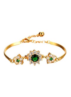 OPK 18 Karat Gold Plated Rhinestone Studded Alloy Bracelet 