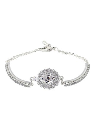 18 Karat White Gold Plated Diamond And Crystal Studded Charm Bracelet - v1561817349/N23703683A_1